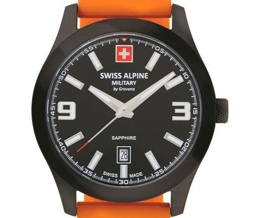 Swiss Alpine Military Combat Pro Rubber Strap Black Dial Quartz 7056.1879 100M Men's Watch