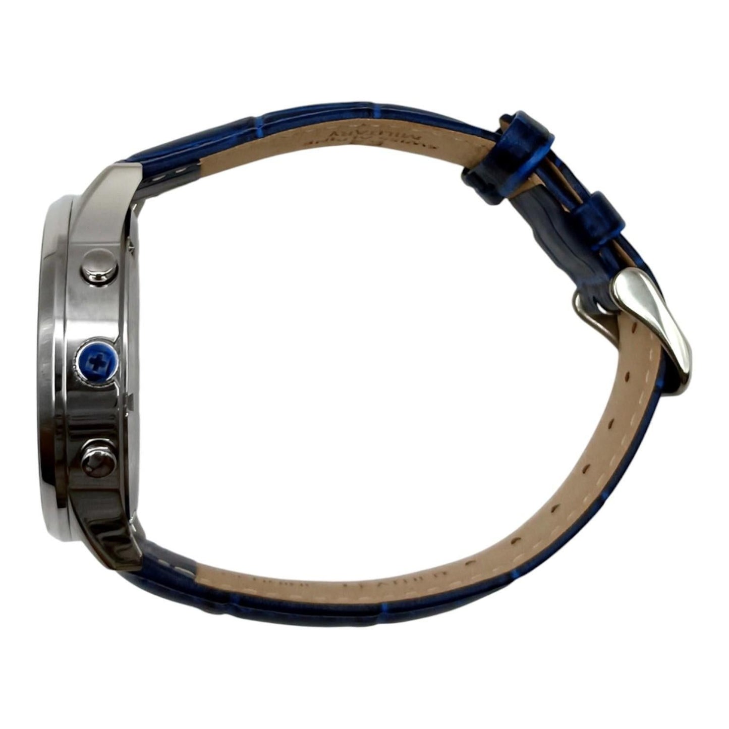 Swiss Alpine Military Skymaster Chronograph Leather Strap Blue Dial Quartz 7084.9535 100M Men's Watch