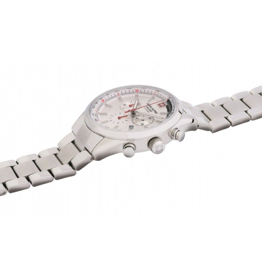 Swiss Alpine Military Pegasus Chronograph Stainless Steel Silver Dial Quartz 7086.9132 100M Men's Watch