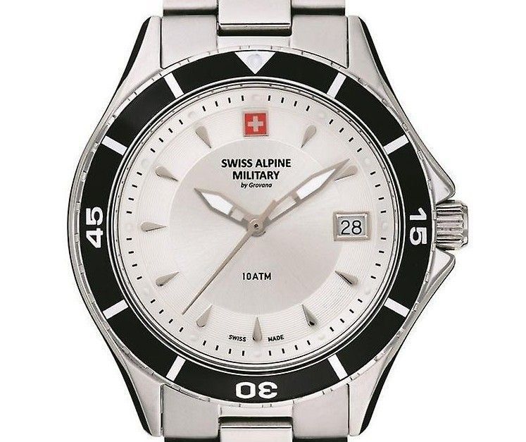 Swiss Alpine Military Aquatech Ladies Stainless Steel Silver Dial Quartz 7740.1132 100M Women's Watch