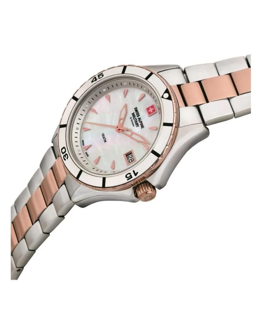 Swiss Alpine Military Aquatech Ladies White Mother Of Pearl Dial Quartz 7740.1153 100M Women's Watch