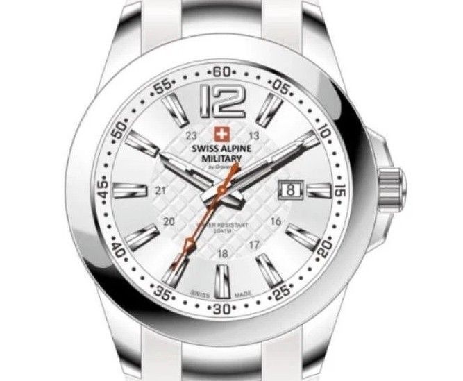 Swiss Alpine Military Combat Air Ladies Silicone Strap White Dial Quartz 7758.1833 Women's Watch