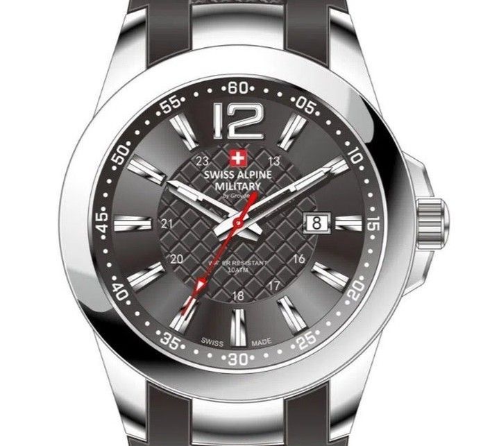 Swiss Alpine Military Combat Air Ladies Silicone Strap Black Dial Quartz 7758.1837 Women's Watch