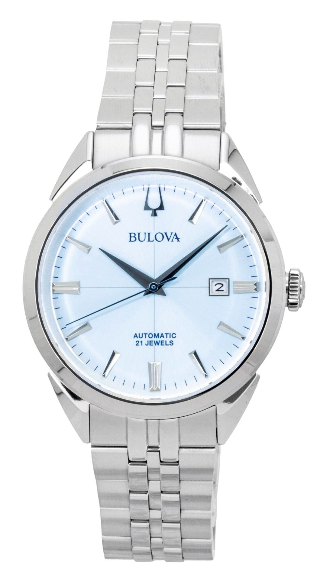 Bulova Sutton Stainless Steel Ice Blue Dial Automatic 96B423 Men's Watch