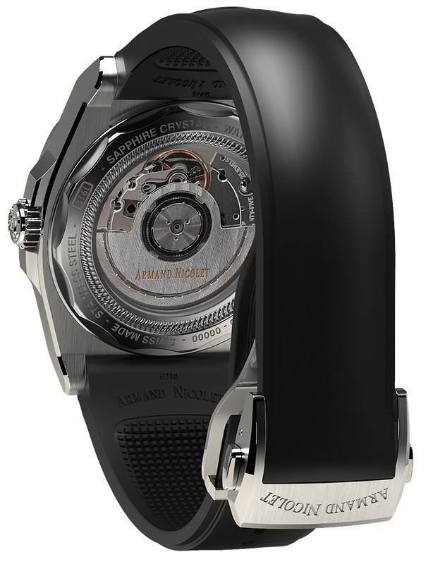 Armand Nicolet Tramelan J09 GMT Black Dial Automatic A663AAA-NR-GG4710N Black Rubber Strap Men's Watch