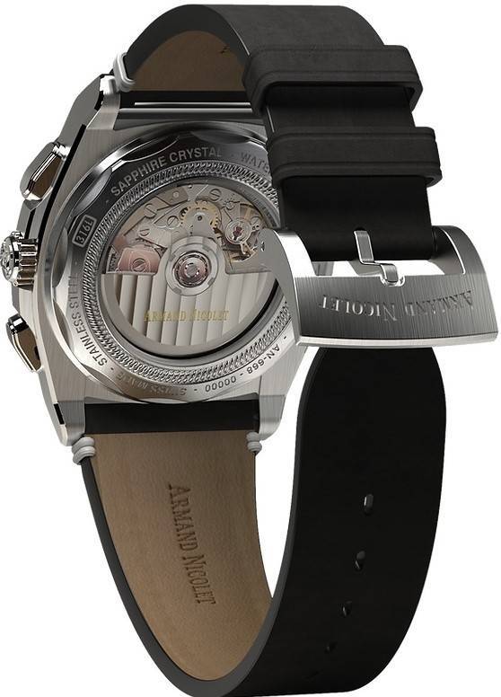 Armand Nicolet Tramelan J09 Chronograph Black Dial Automatic A668AAA-NR-PK4140NR Calf Leather Strap Men's Watch