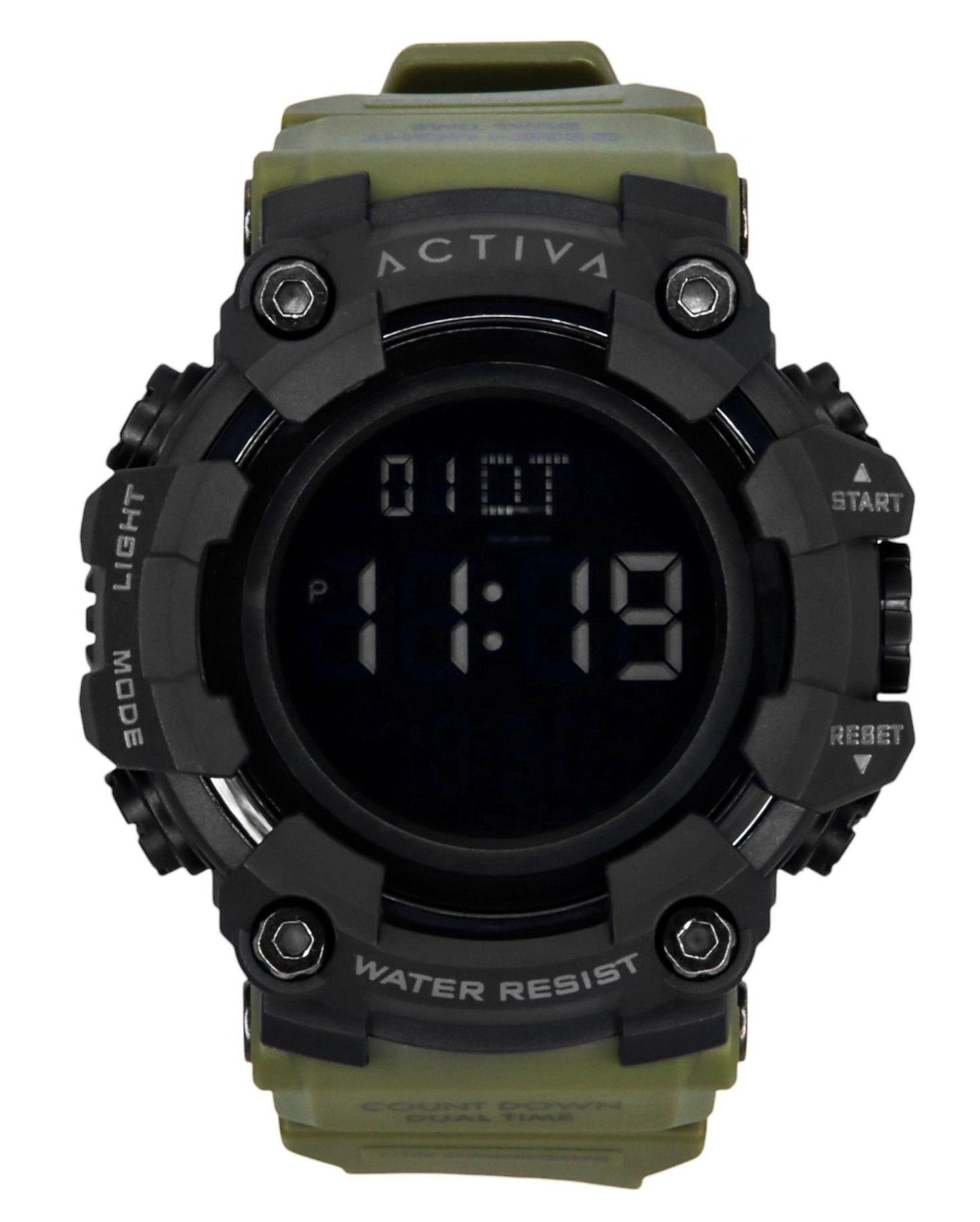 Invicta Activa Digital Army Green Polyurethane Strap Black Dial Quartz ACW1968-002 Men's Watch