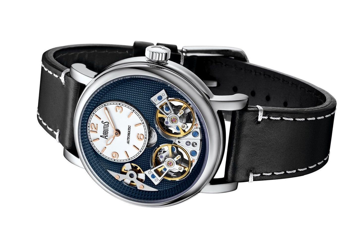 Arbutus Wall Street Leather Strap Blue Open Heart Dial Automatic AR1804SUB Men's Watch