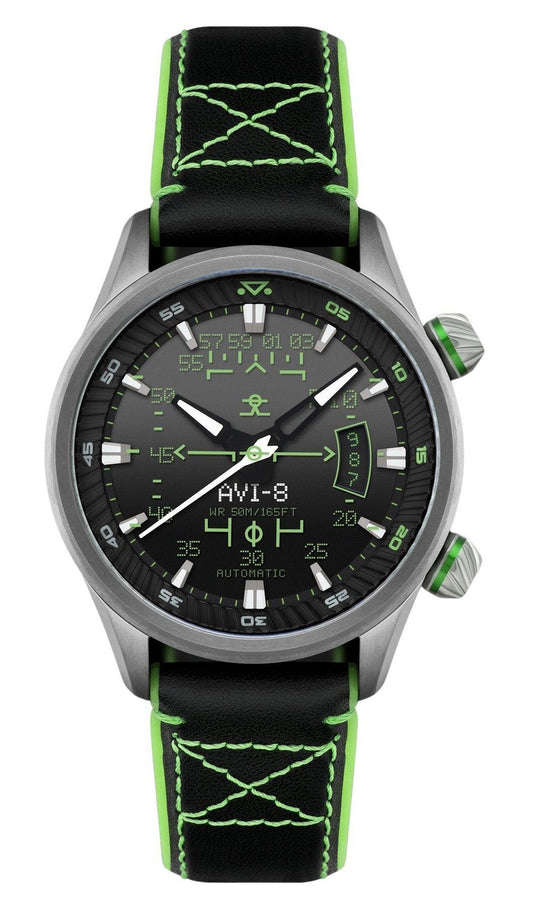 AVI-8 Hawker Harrier HUD Leather Strap Gradient Black Dial Automatic AV-4117-02 Men's Watch