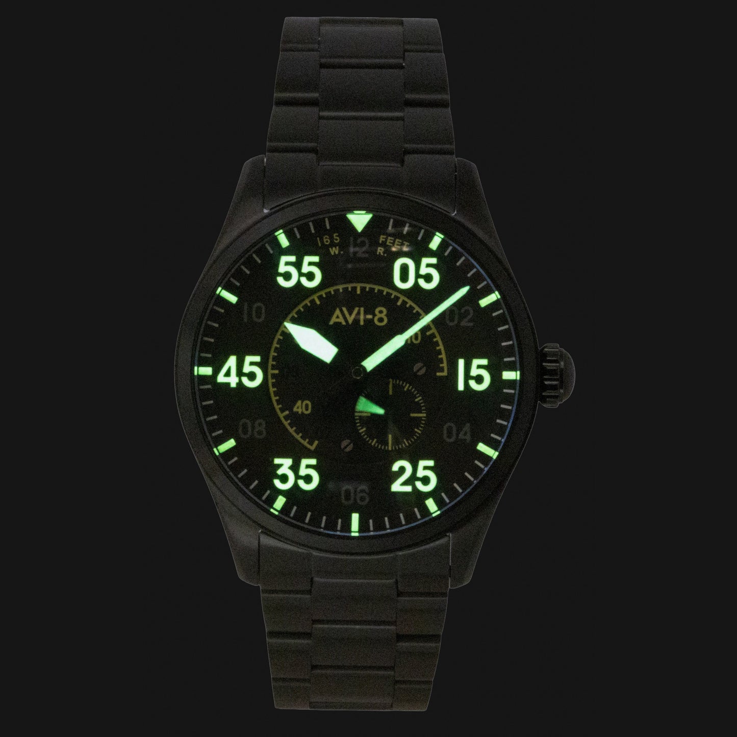 AVI 8 Spitfire Type 300 Eclipse Display Stainless Steel Black Dial Automatic AV-4147-44 Men's Watch