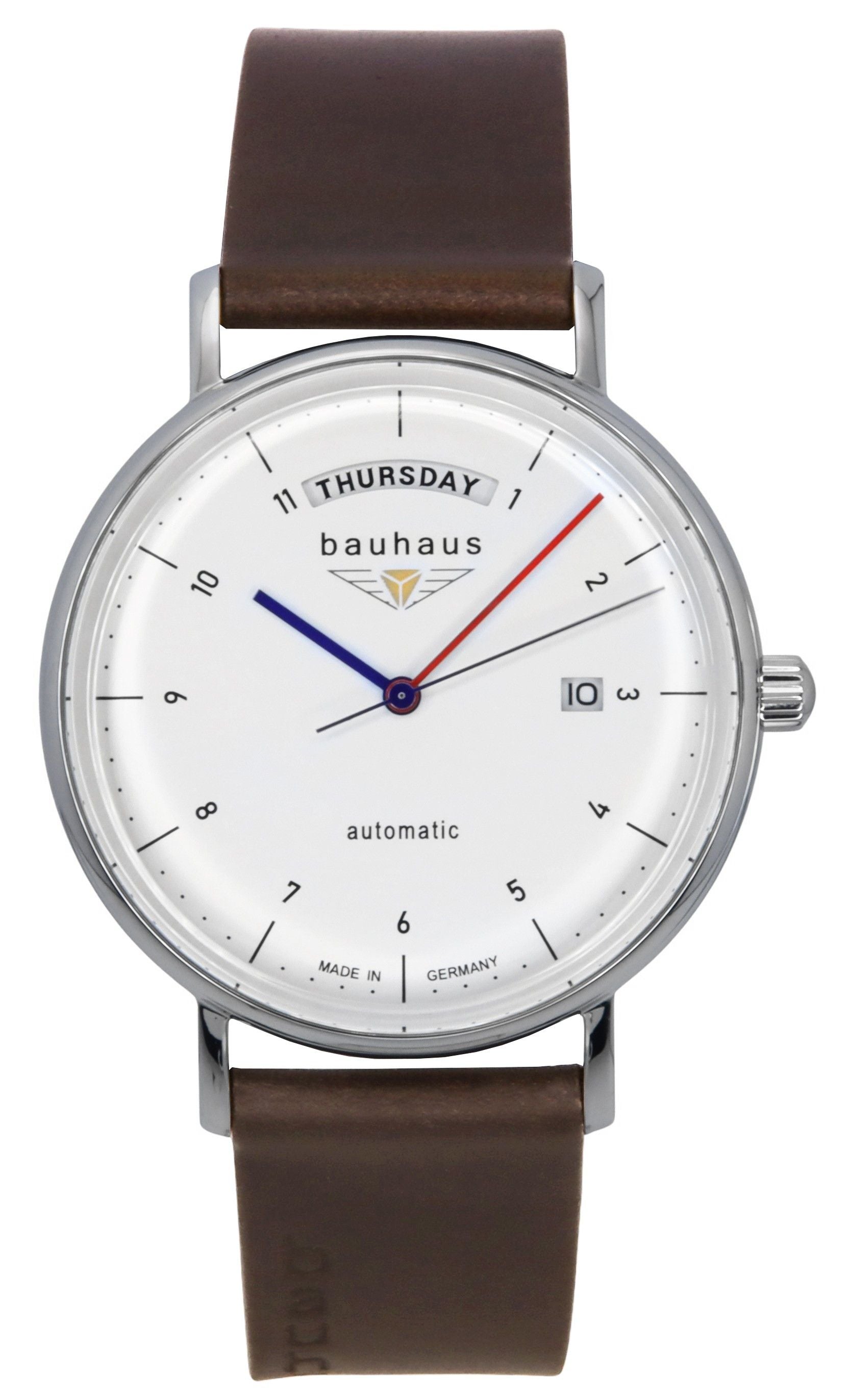 Bauhaus Classic Leather Strap White Dial Automatic 21621 Men's Watch