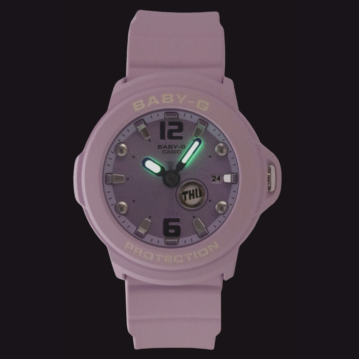 Casio Baby-G Plus Analog Resin Purple Dial Quartz BGA-15K-6A 100M Women's Watch With Convertible Holder