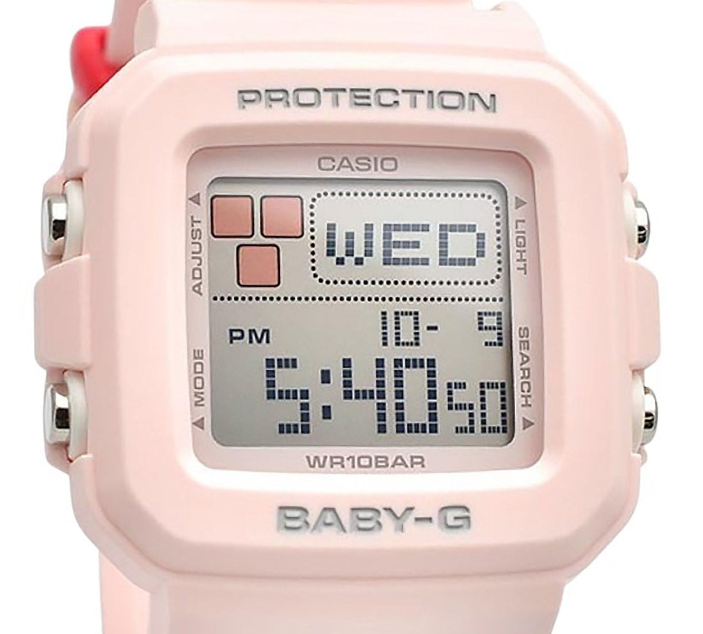 Casio Baby-G Plus Digital Pink Resin Strap Quartz BGD-10L-4 100M Women's Watch With Extra Band Loops