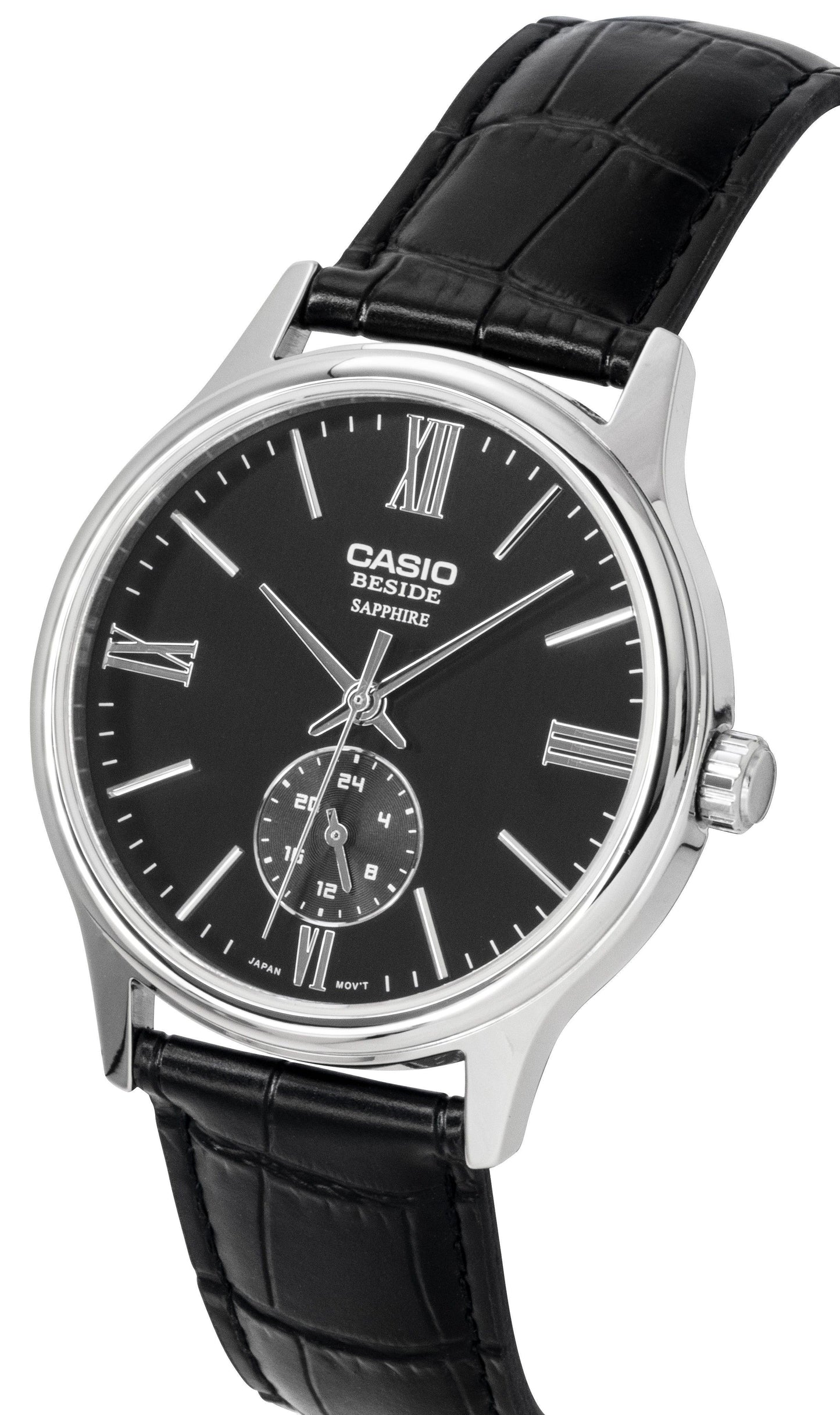 Casio Beside Analog Leather Strap Black Dial Quartz BMS-100L-1AV Men's Watch