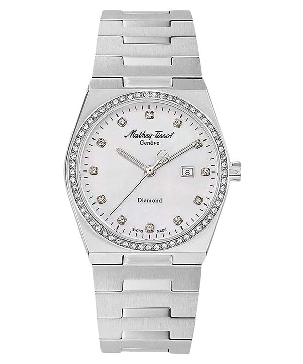 Mathey-Tissot Zeus Diamond Accents Stainless Steel White Dial Quartz D118SAI Women's Watch