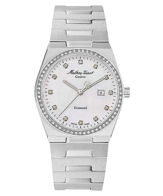 Mathey-Tissot Zeus Diamond Accents Stainless Steel White Dial Quartz D118SAI Women's Watch