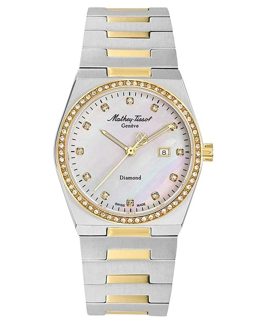 Mathey-Tissot Zeus Two Tone Stainless Steel Mother Of Pearl Dial Quartz D118SBYI Women's Watch