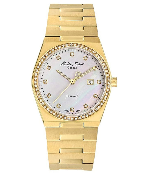 Mathey-Tissot Zeus Diamond Accents Gold Tone Stainless Steel Mother Of Pearl Dial Quartz D118SPYI Women's Watch
