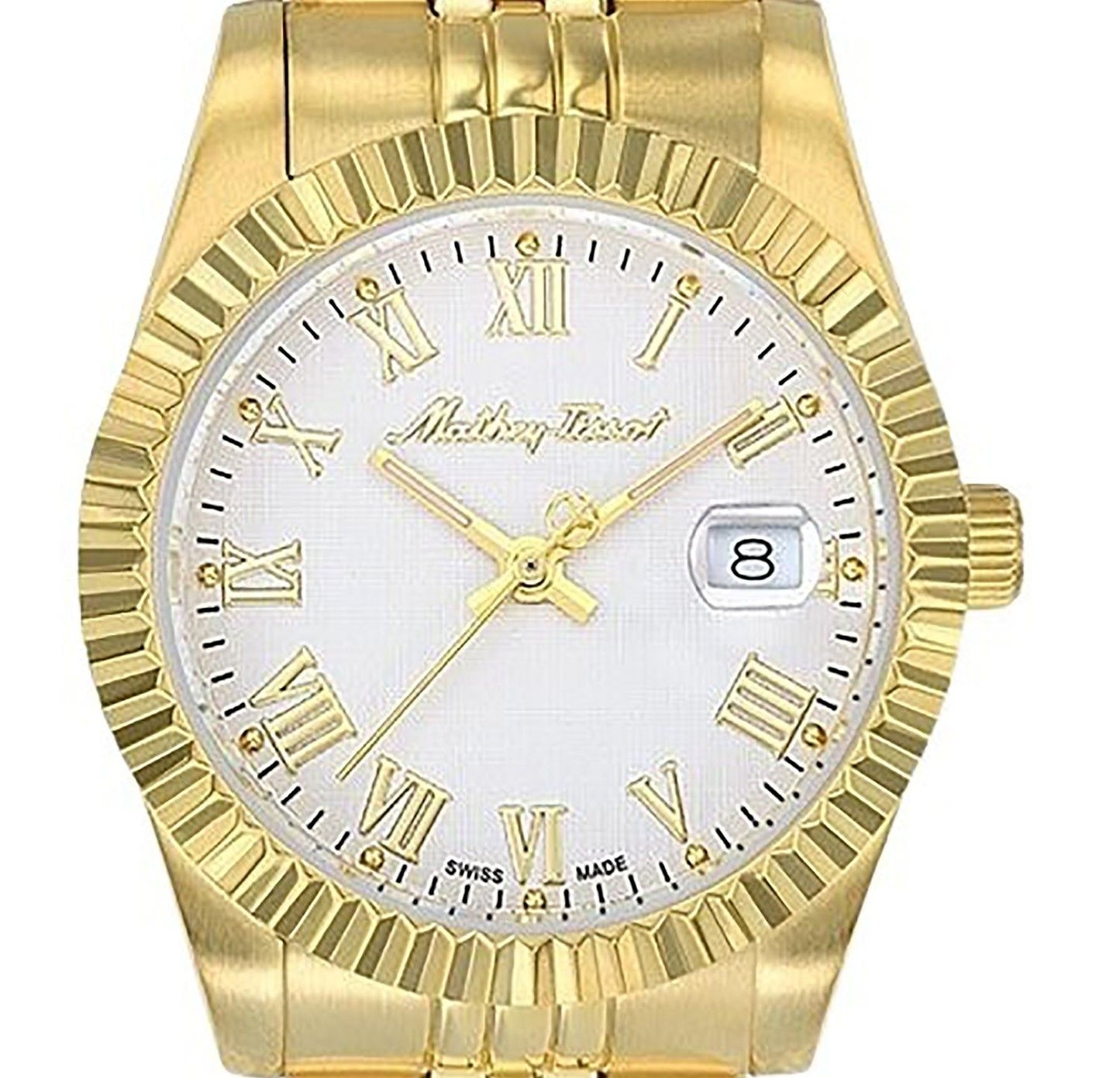 Mathey-Tissot Mathy III Roman Gold Tone Stainless Steel White Dial Quartz D810PBRI Women's Watch