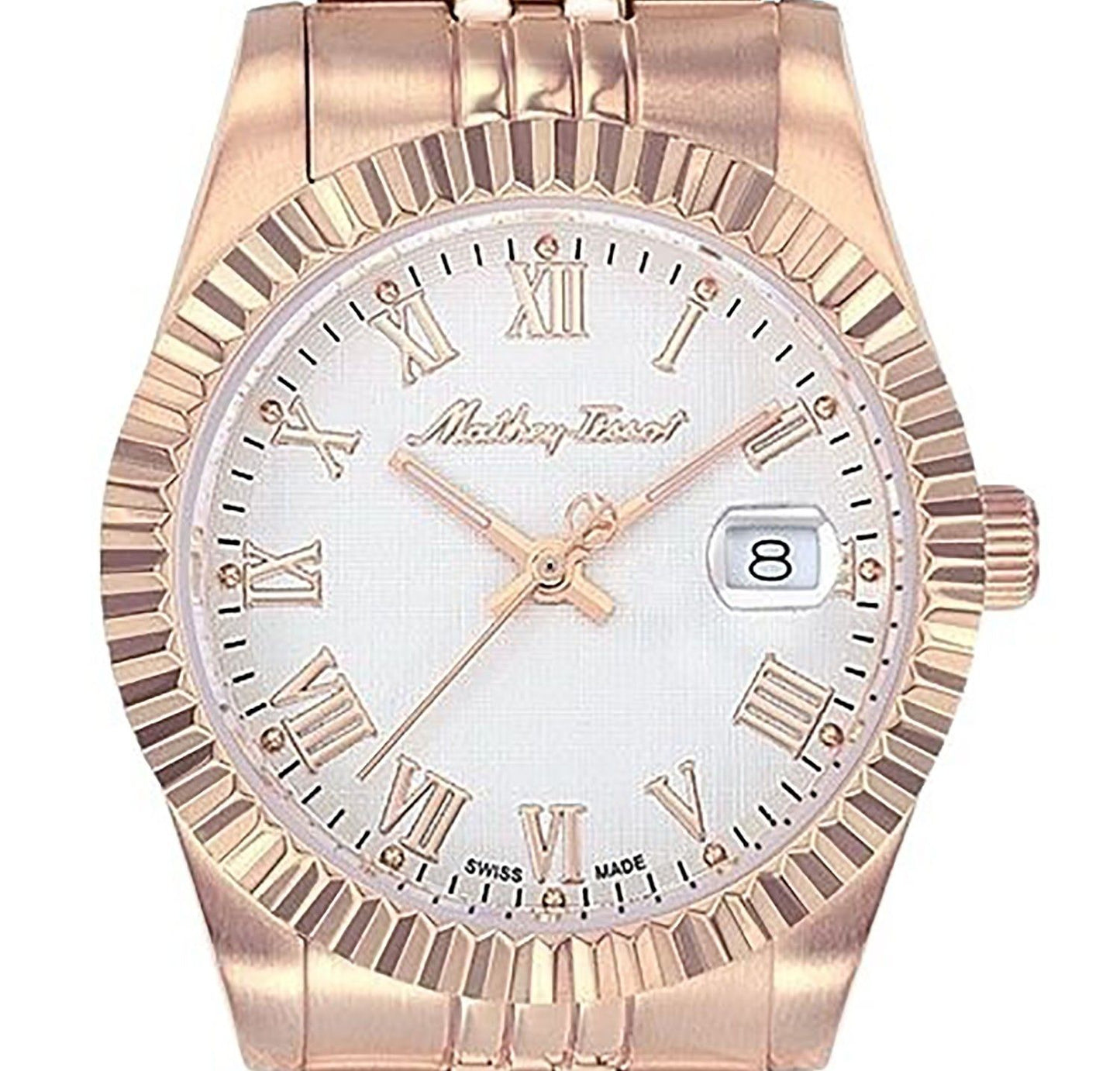 Mathey-Tissot Mathy III Roman Rose Gold Tone Stainless Steel White Dial Quartz D810PRA Women's Watch