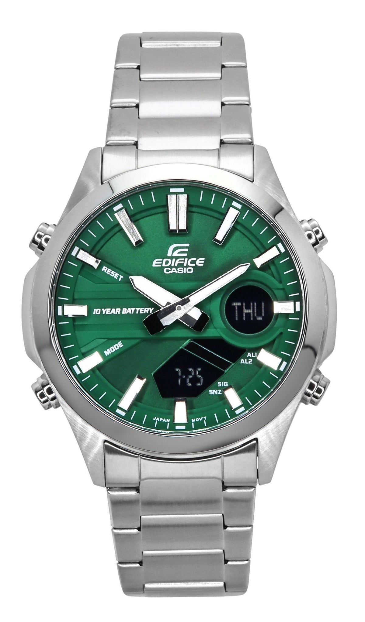 Casio Edifice Analog Digital Stainless Steel Green Dial Quartz EFV-C120D-3A 100M Men's Watch