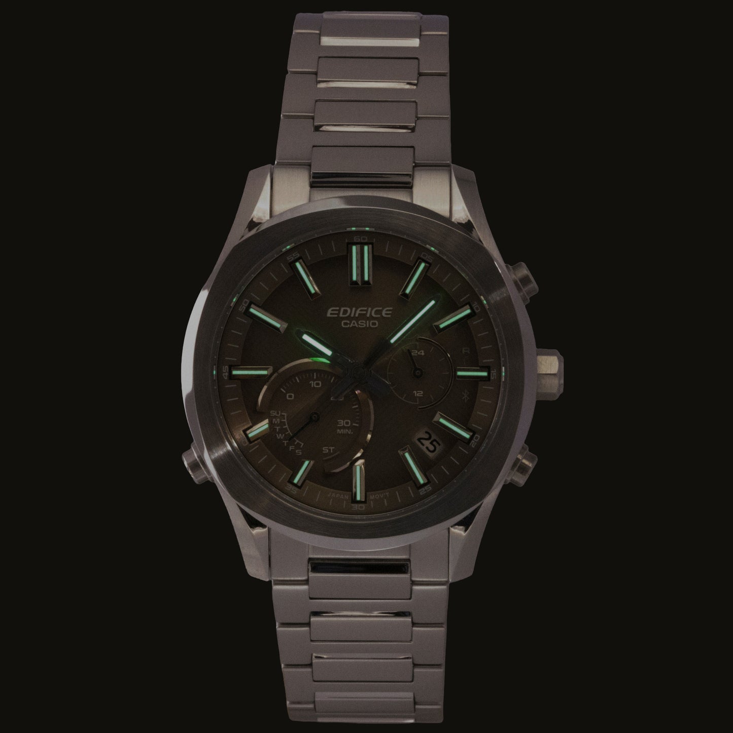 Casio Edifice Analog Chronograph Smartphone Link Stainless Steel Brown Dial Solar EQB-1300D-5A 100M Men's Watch