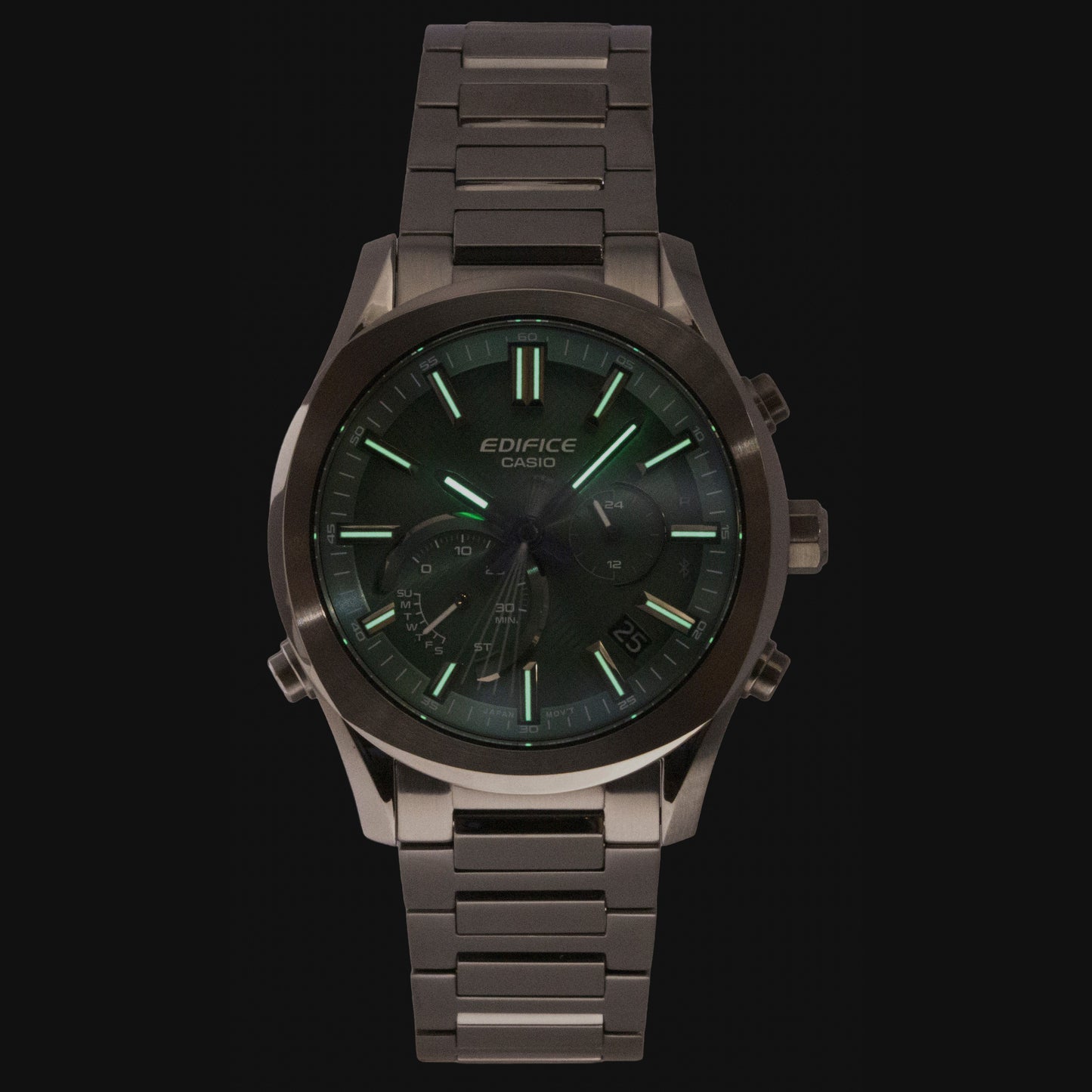 Casio Edifice Analog Chronograph Smartphone Link Green Dial Stainless Steel Solar EQB-1300DC-3A 100M Men's Watch