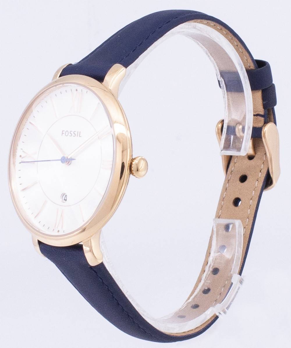 Fossil Jacqueline Silver Dial Navy Blue Leather ES3843 Women's Watch