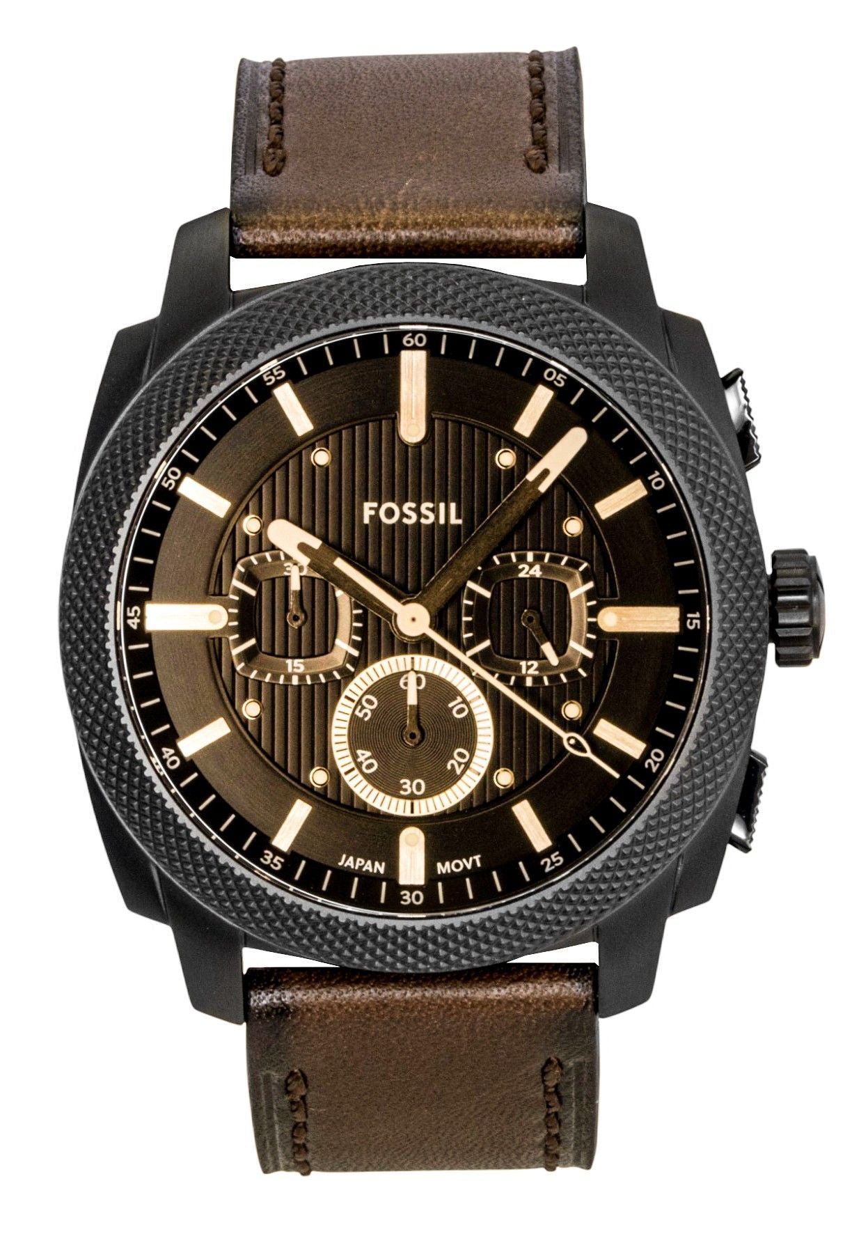 Fossil Machine Chronograph Leather Strap Brown Dial Quartz FS6101 Men's Watch