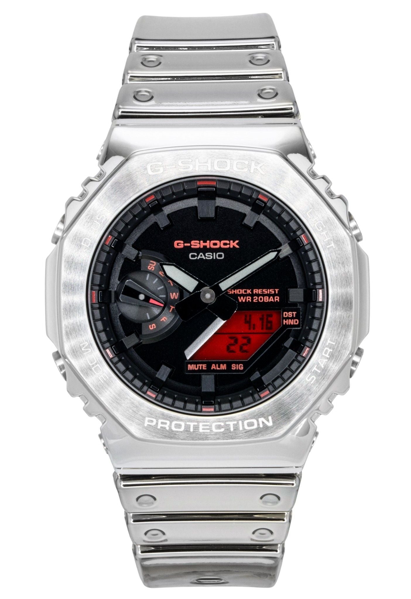 Casio G-Shock Fine Metallic Analog Digital Silicone Strap Black Dial Quartz GM-2100YRA-8A 200M Men's Watch