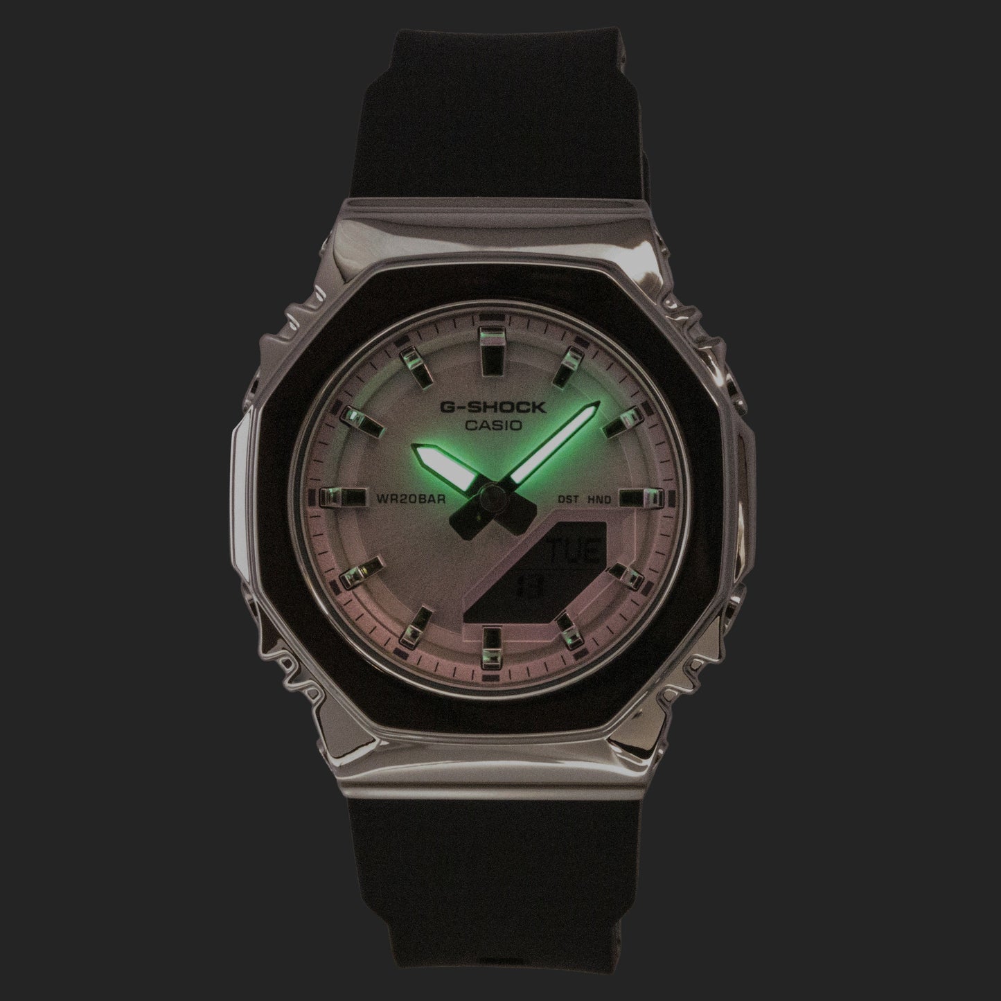 Casio G-Shock Analog Digital Pink Dial Resin Strap Quartz GM-S2110SR-1A 200M Women's Watch