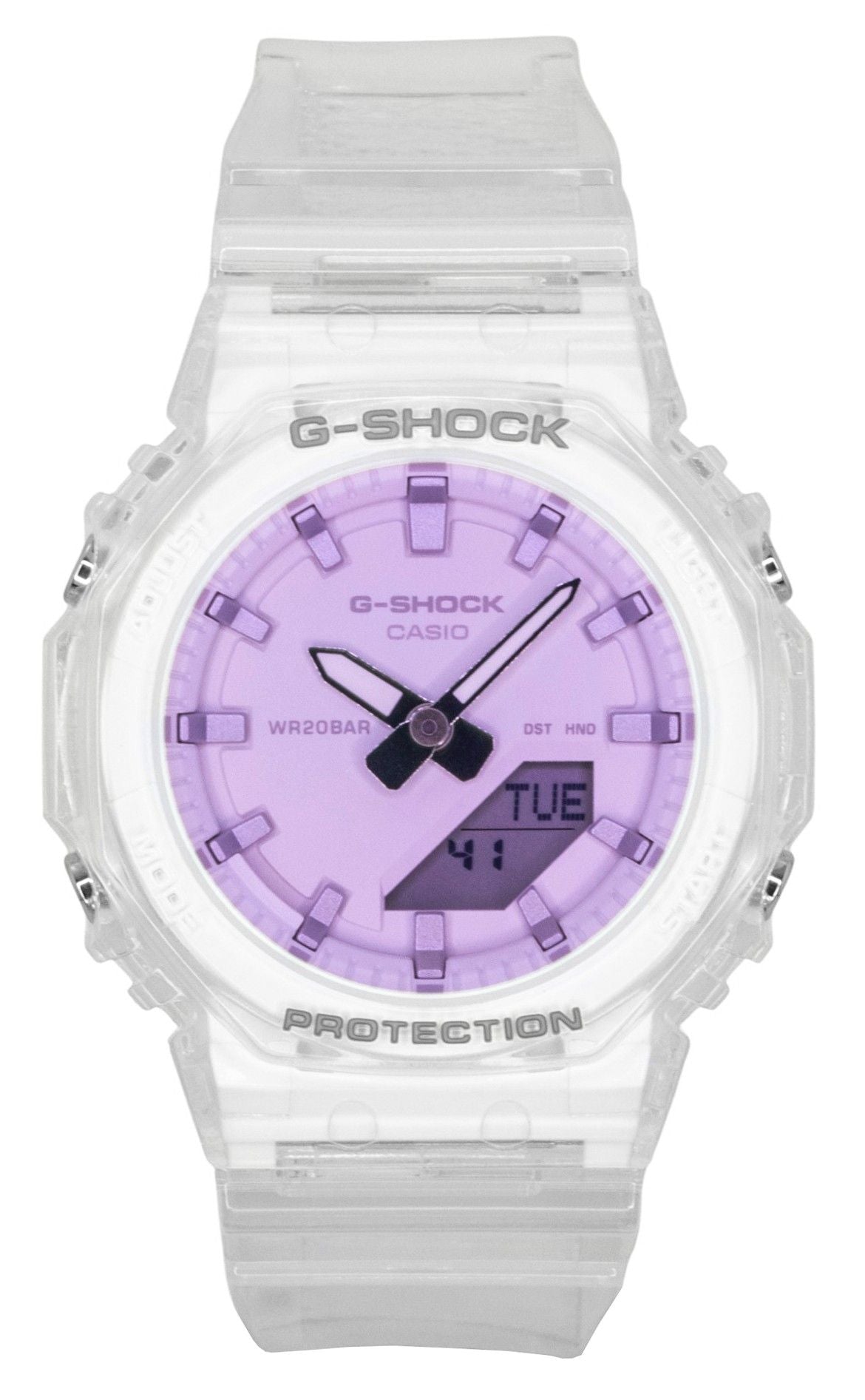 Casio G-Shock Analog Digital Transparent Resin Strap Pink Dial Quartz GMA-P2100SR-7A 200M Women's Watch