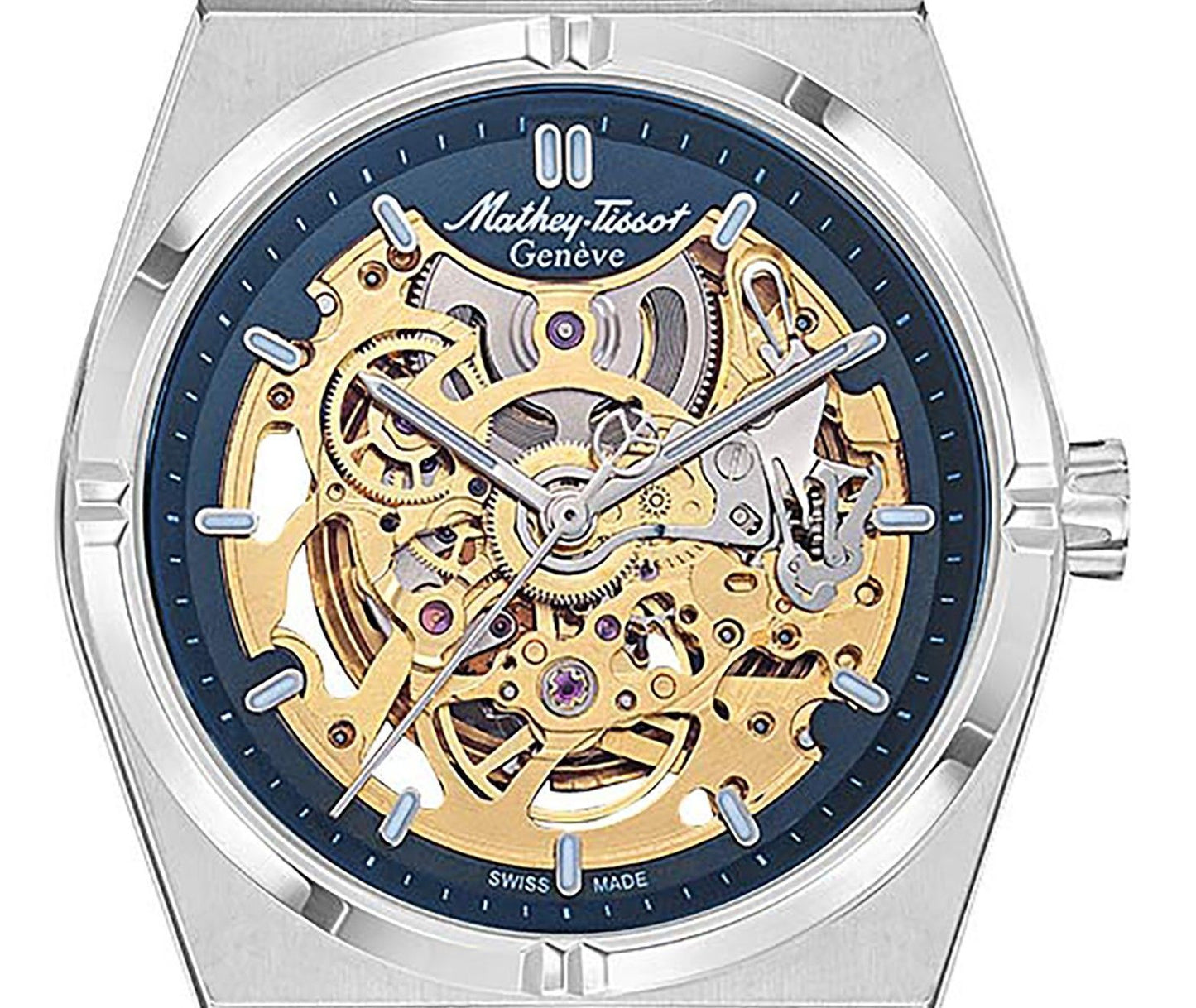 Mathey-Tissot Zeus Skeleton Stainless Steel Blue Dial Automatic H118CFABU Men's Watch