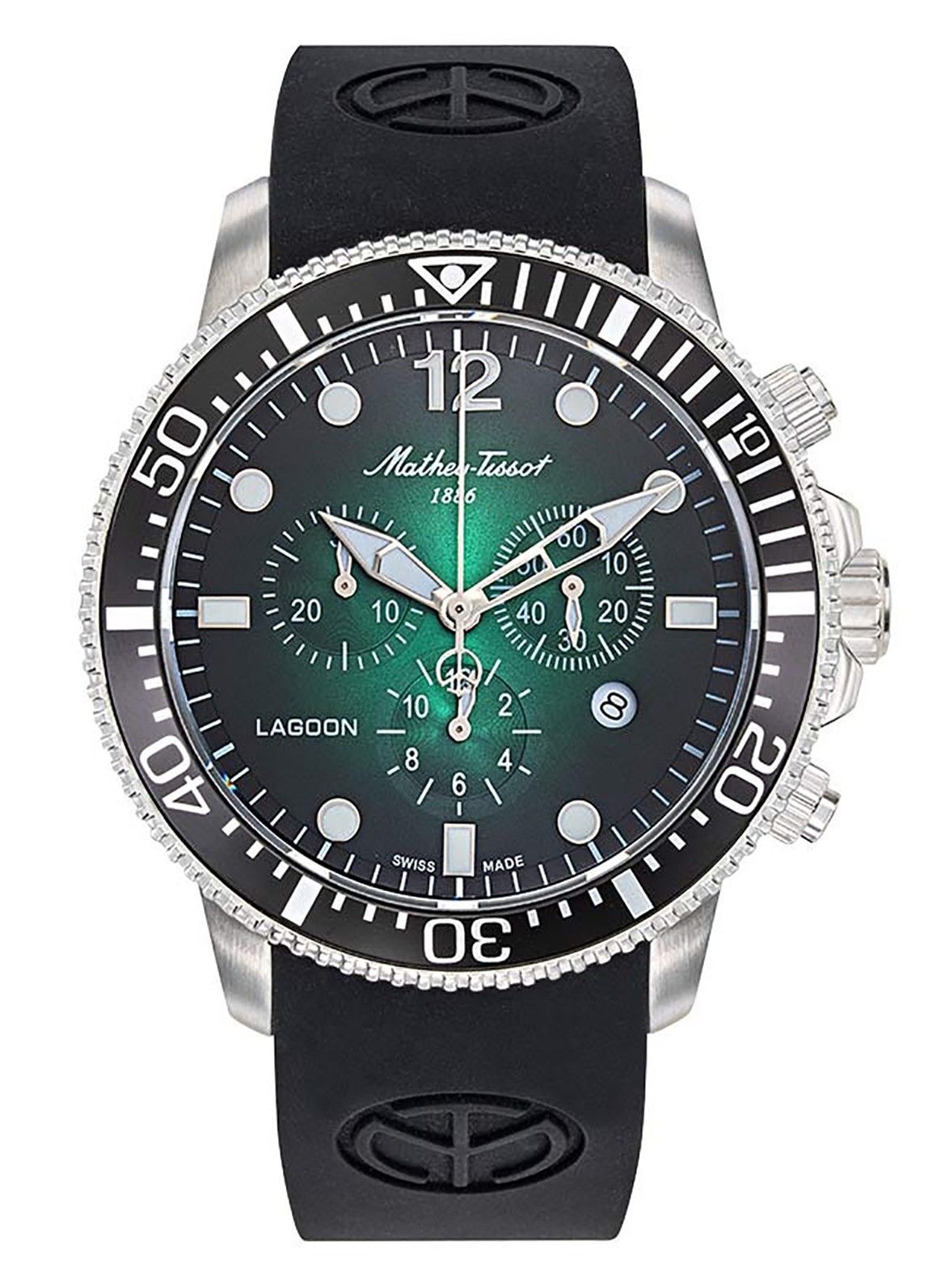 Mathey-Tissot Lagoon Chronograph Silicon Strap Green Dial Quartz H123CHALV 100M Men's Watch