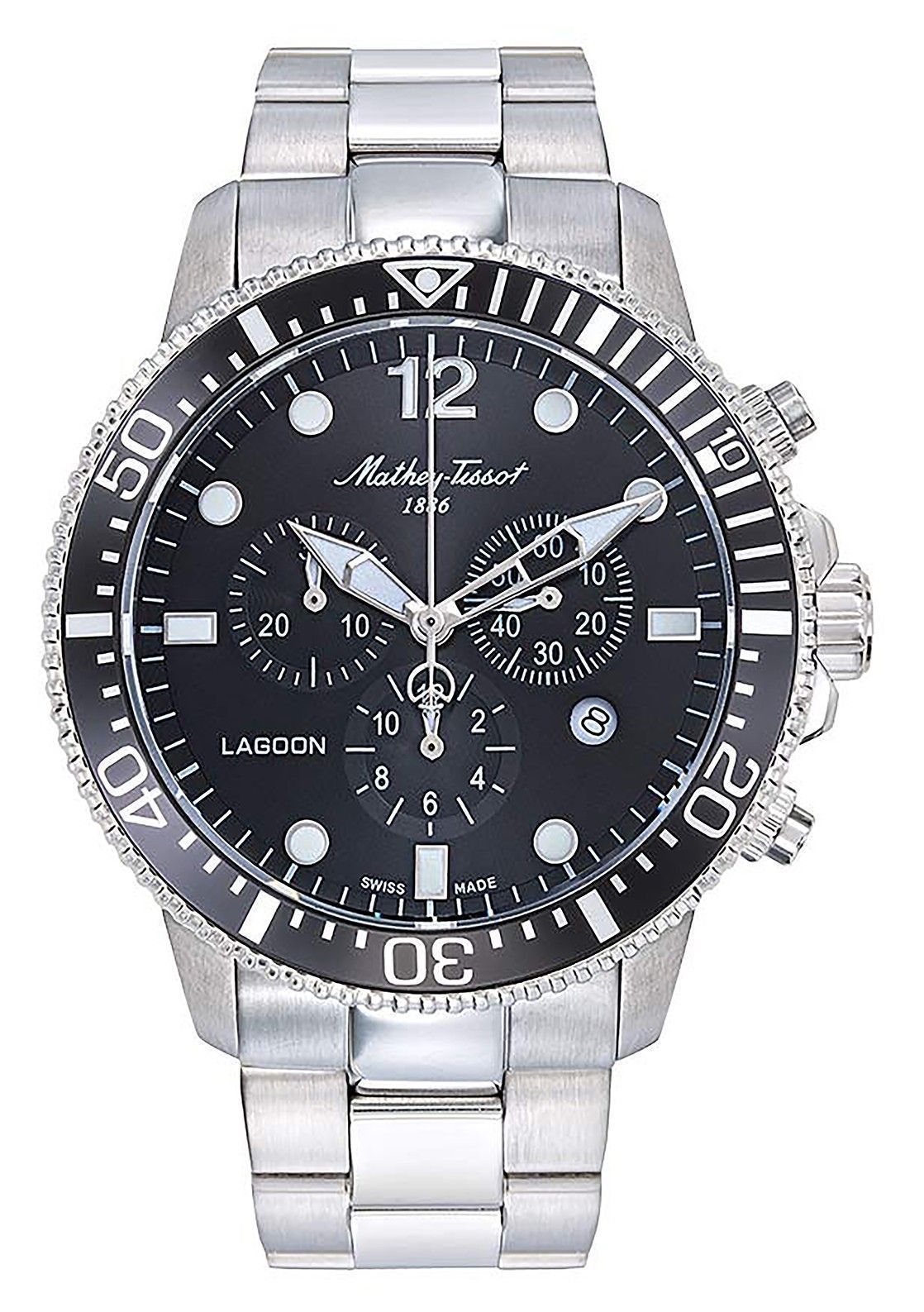Mathey-Tissot Lagoon Chronograph Stainless Steel Black Dial Quartz H123CHAN 100M Men's Watch