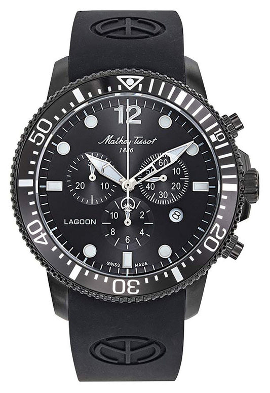 Mathey-Tissot Lagoon Chronograph Silicon Strap Black Dial Quartz H123CHLNN 100M Men's Watch
