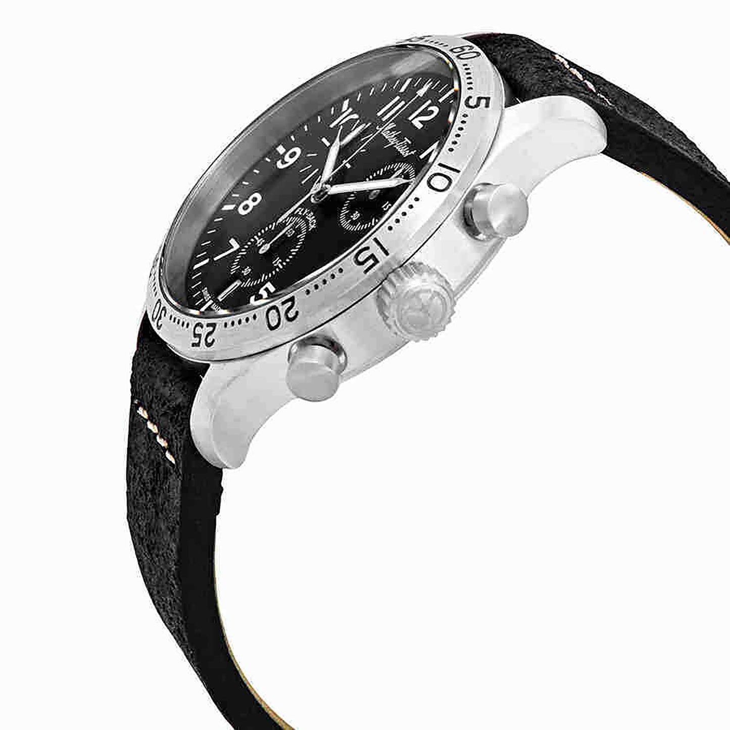 Mathey-Tissot Type 21 Flyback Chronograph Leather Strap Black Dial Quartz H1821CHALNG Men's Watch