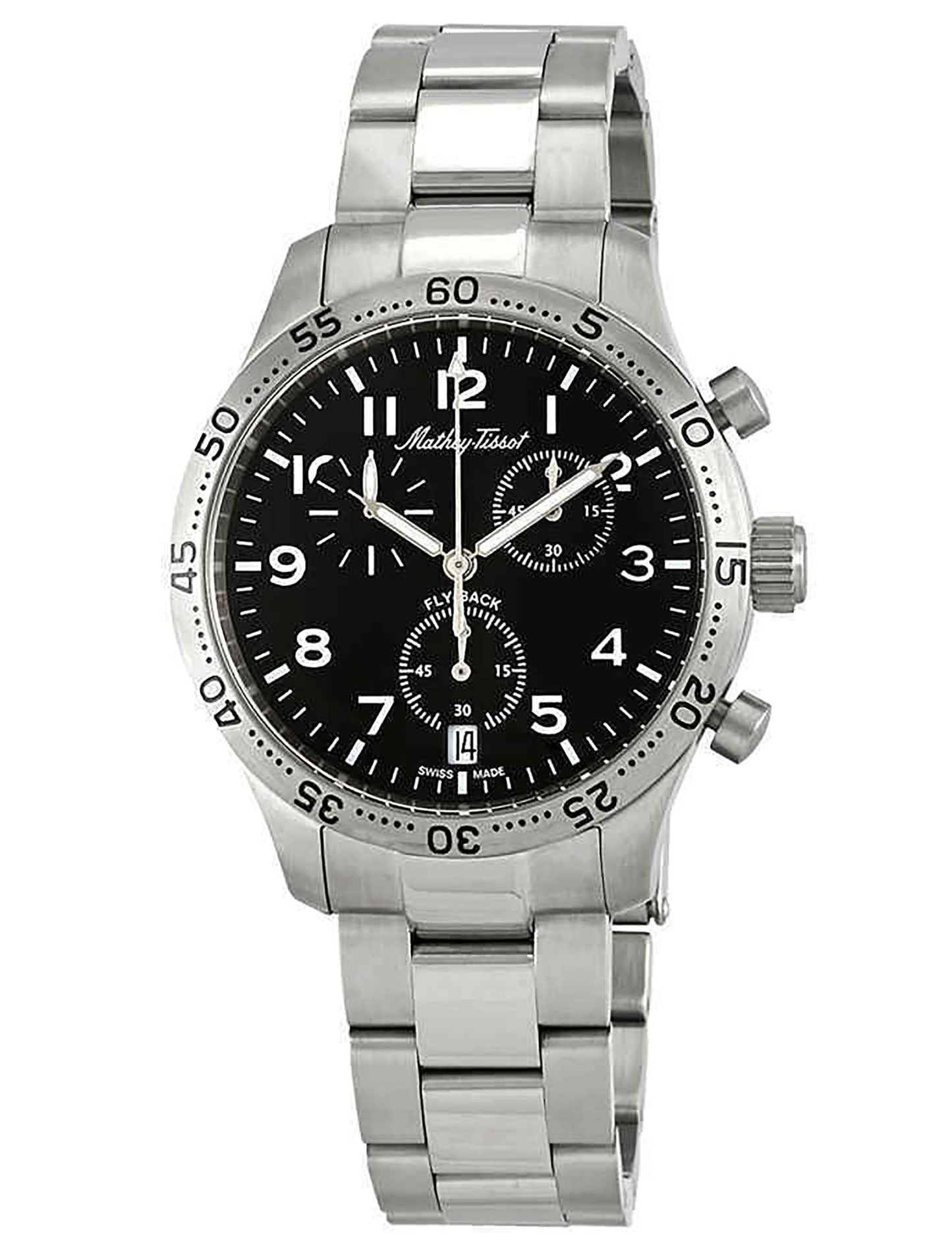 Mathey-Tissot Type 21 Flyback Chronograph Stainless Steel Black Dial Quartz H1821CHANG Men's Watch