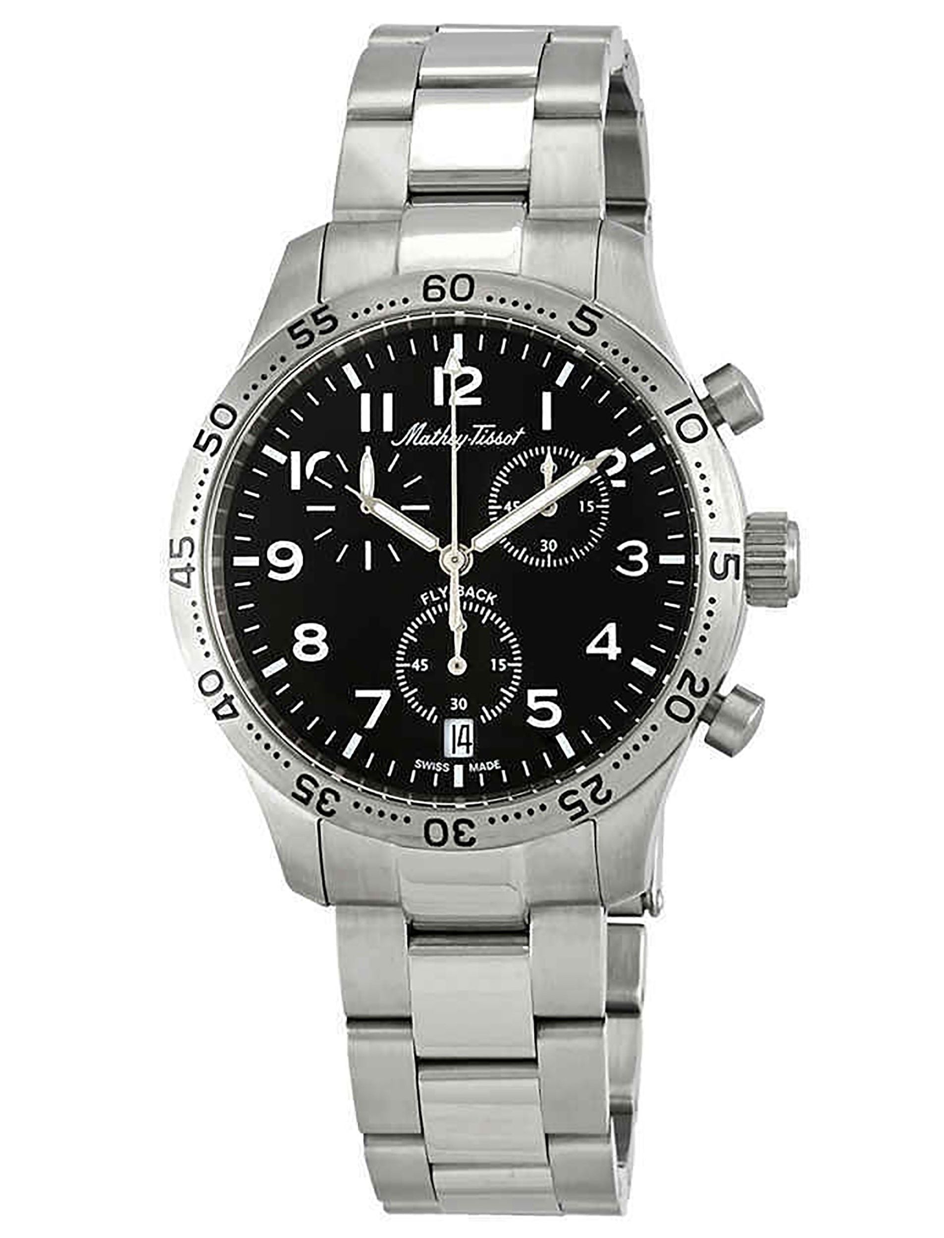 Mathey-Tissot Type 21 Flyback Chronograph Stainless Steel Black Dial Quartz H1821CHANG Men's Watch