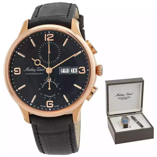 Mathey-Tissot Edmond Limited Edition Chronograph Black Dial Automatic H1886CHATPN Men's Watch With Gift Set