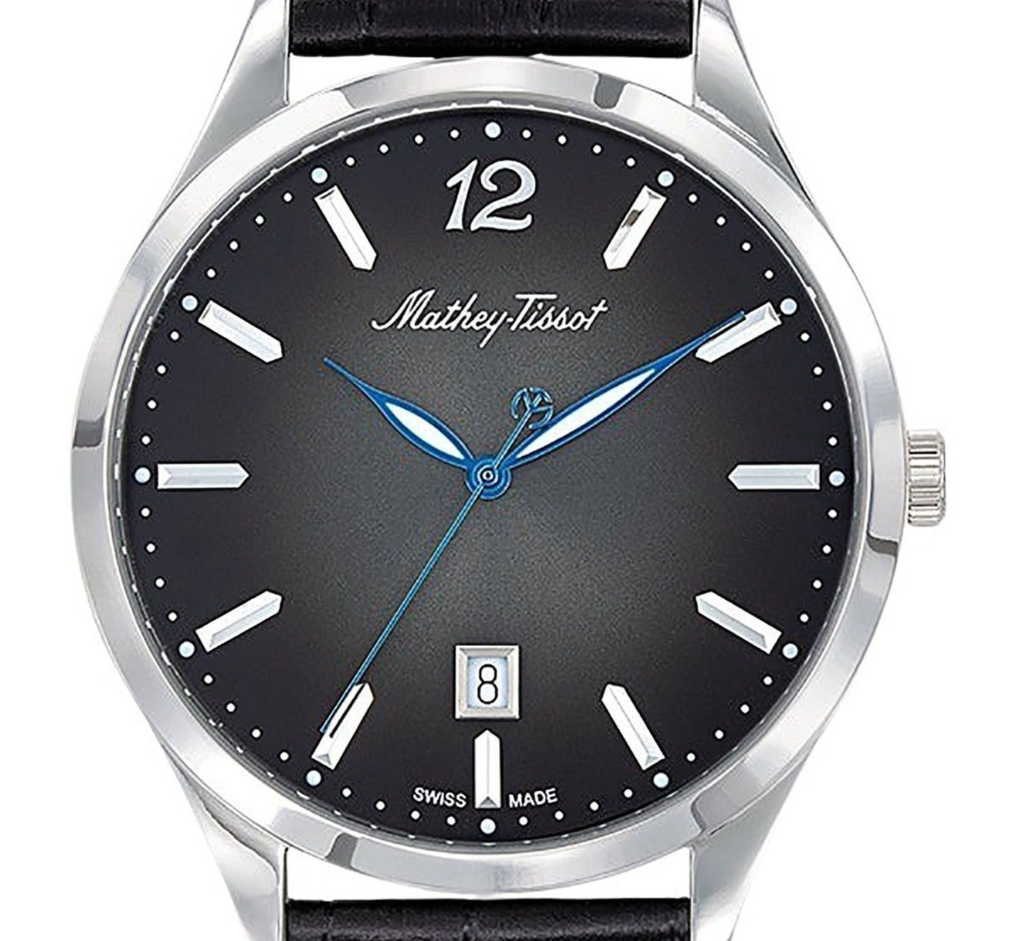 Mathey-Tissot Urban Leather Strap Black Dial Quartz H411AN Men's Watch