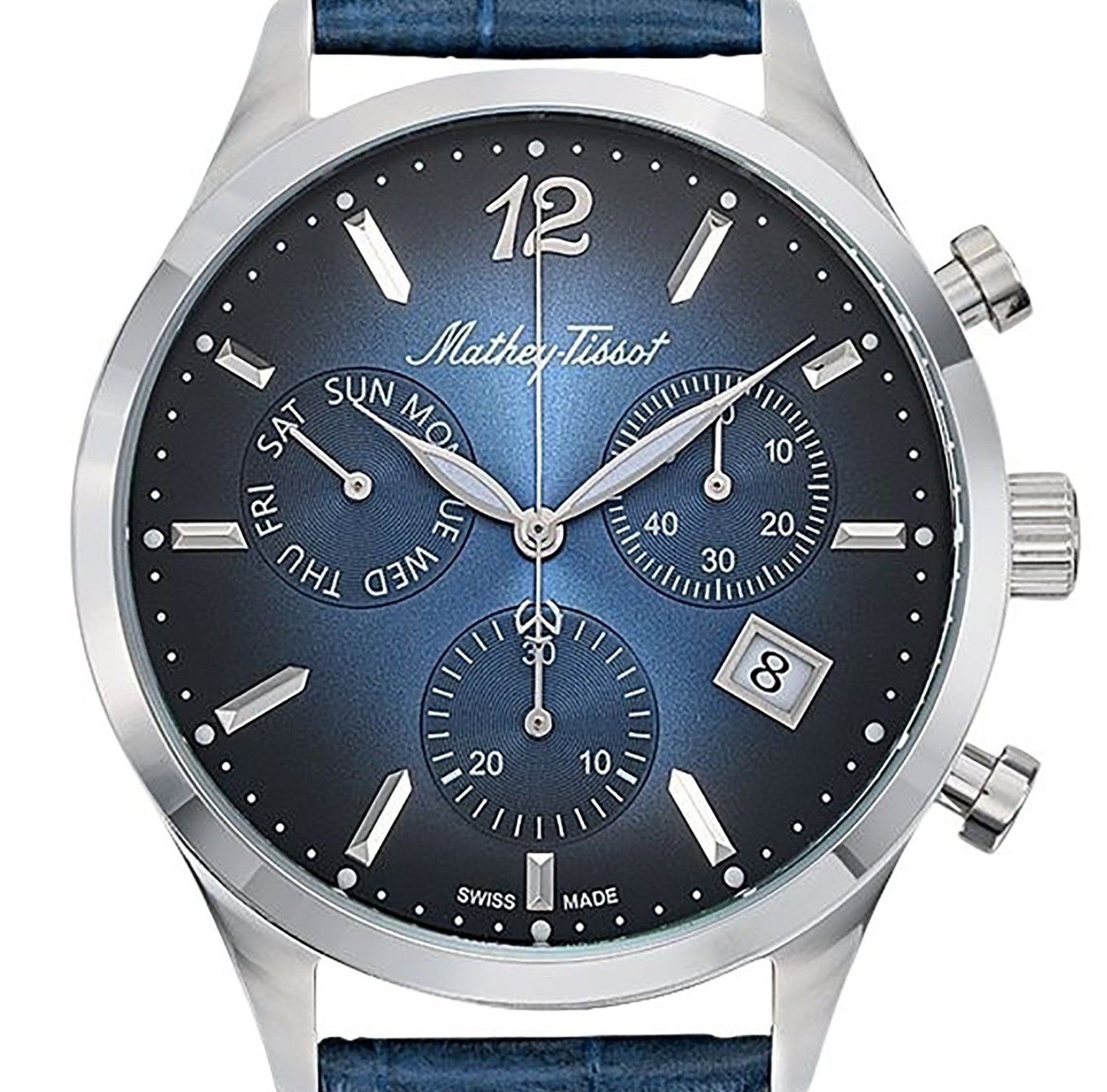 Mathey-Tissot Urban Chrono Leather Strap Blue Dial Quartz H411CHALBU Men's Watch