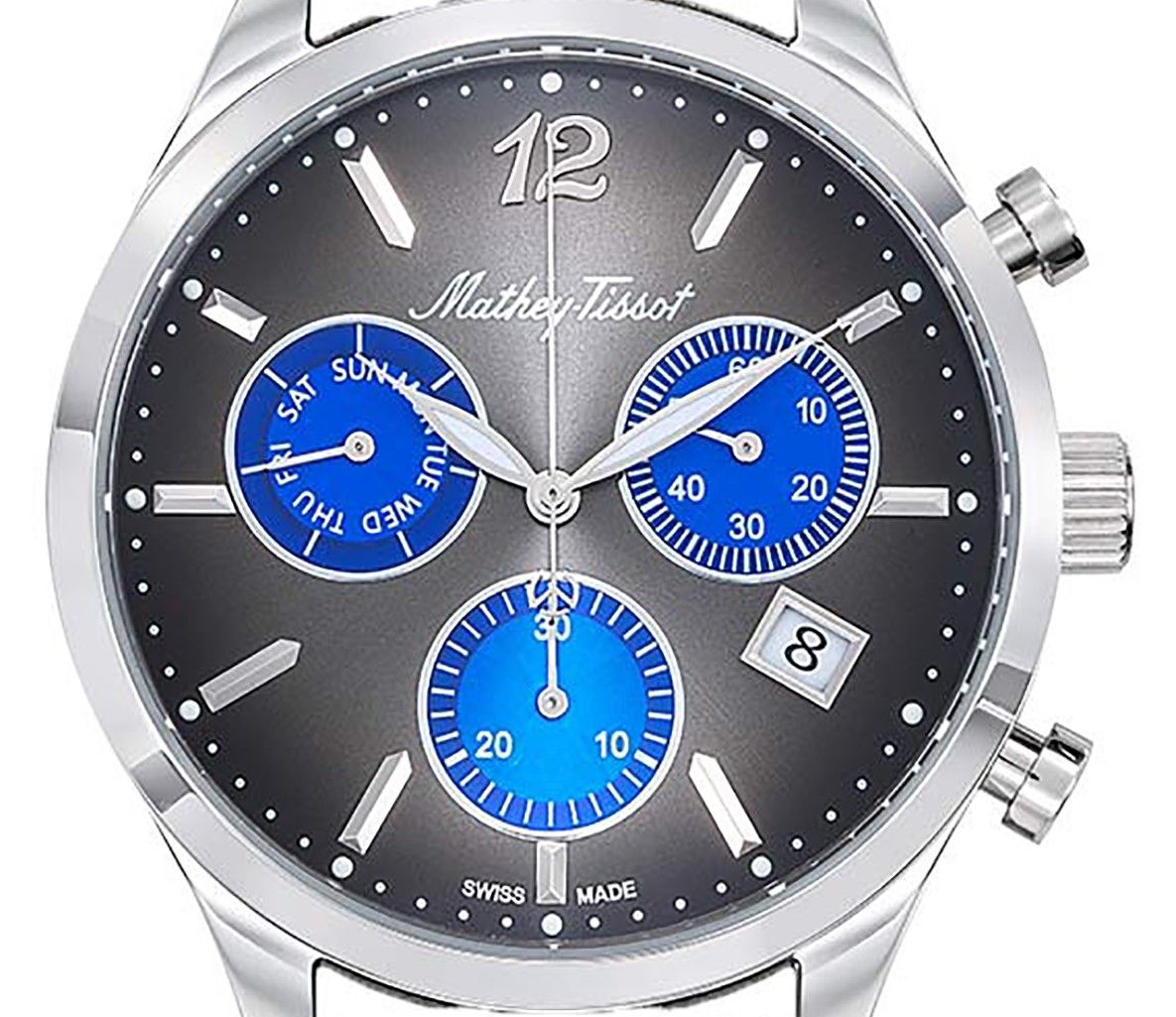 Mathey-Tissot Urban Chrono Leather Strap Black Dial Quartz H411CHALMB Men's Watch