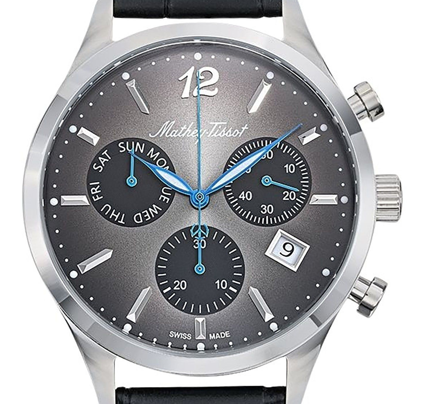 Mathey-Tissot Urban Chrono Leather Strap Black Dial Quartz H411CHALN Men's Watch