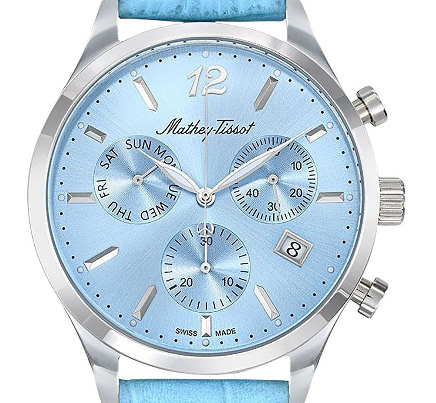 Mathey-Tissot Urban Chrono Leather Strap Blue Dial Quartz H411CHALSKY Men's Watch