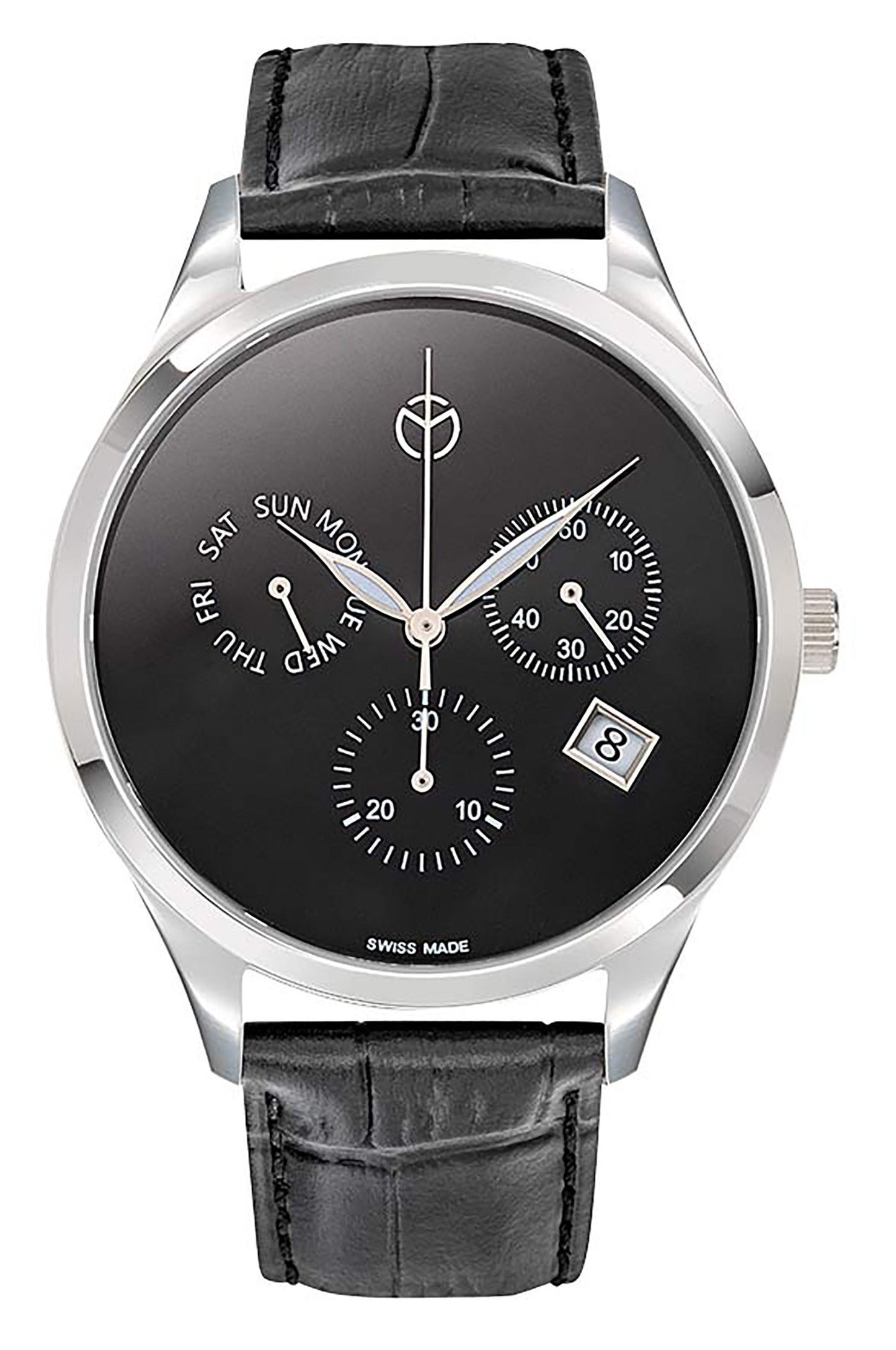 Mathey-Tissot Urban Chronograph Leather Strap Black Dial Quartz H411CHLNM Men's Watch