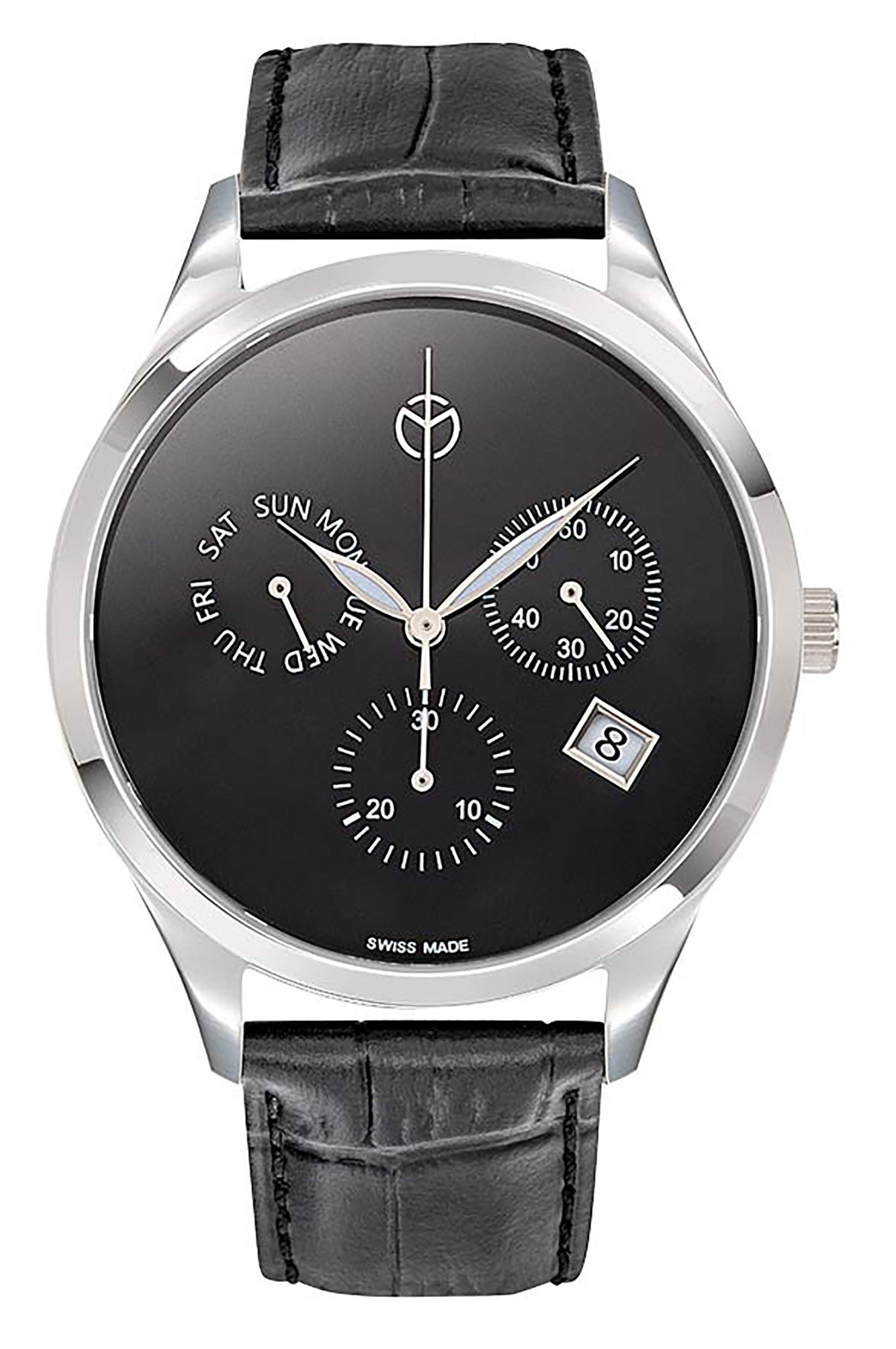Mathey-Tissot Urban Chronograph Leather Strap Black Dial Quartz H411CHLNM Men's Watch