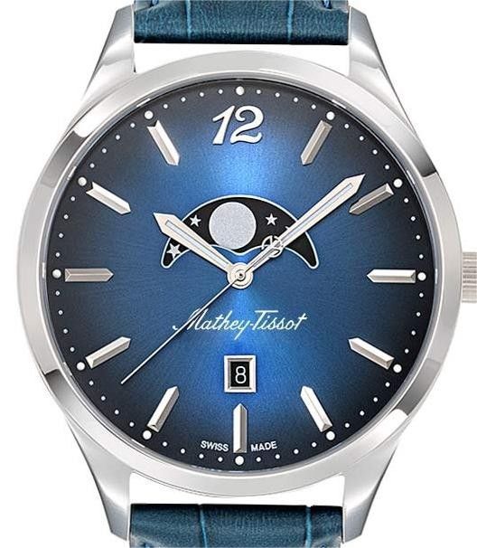 Mathey-Tissot Urban Moon Leather Strap Blue Dial Quartz H411LABU Men's Watch