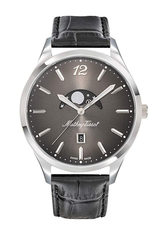Mathey-Tissot Urban Moon Leather Strap Black Dial Quartz H411LAN Men's Watch