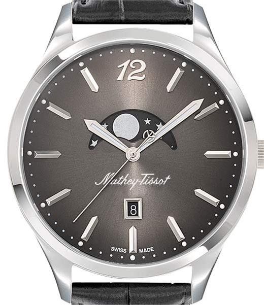 Mathey-Tissot Urban Moon Leather Strap Black Dial Quartz H411LAN Men's Watch